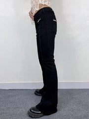 hnewly - Low Rise Studded Elastic Flare Jeans hnewly