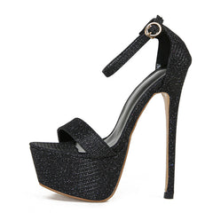 Hnewly Model Catwalk Sequined Platform Sandals For Women Sexy Open Toe Party Nachtclub Stripper Heels Pole Dance Shoes Size 34-46