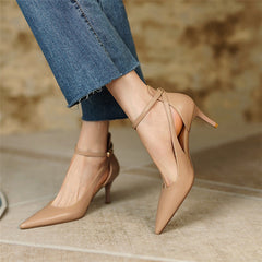 Hnewly Summer New Fashion French Fashion Ladies Pointed Toe Strap Stiletto Shoes Hollow Roman Toe Sandals Women Elegant Banquet Shoes