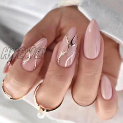24Pcs Almond False Nails Long French Stiletto Fake With Leopard Print Design Full Cover Press On