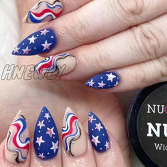 24Pcs Long Stiletto Press On Nails Box Acrylic False With Almond Designs Black Gold Foil French