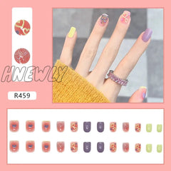 24Pcs Naked Pink French White Side False Nails Short Simple Nail Beauty Press On Fake Full Cover