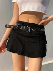 Hnewly - outfit ideas White A Line Y2K Denim Shorts Skirts Womens Black Side Pocket Casual Cargo Jean Skirt Simple Preppy Golf Tennis Outfits
