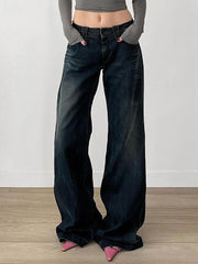 hnewly - Vintage Basic Low-Rise Loose Jeans hnewly