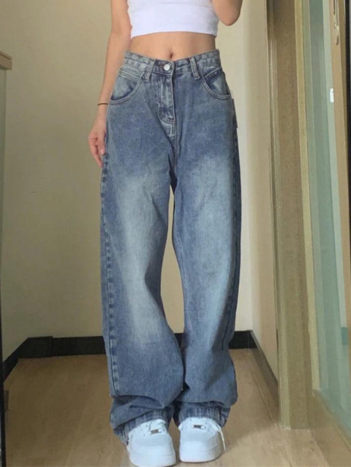 Hnewly - Pocket Design Blue Wash Boyfriend Jeans Hnewly
