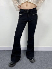 hnewly - Low Rise Studded Elastic Flare Jeans hnewly