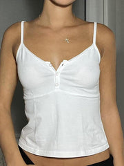 Hnewly Solid Color Button Cami Tank Top