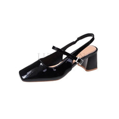 Hnewly Mary Jane High Heel Sandals with Diamond Square Buckle Head and Skirt Style Women Shoes Fashionable Versatile Lolita 35-39