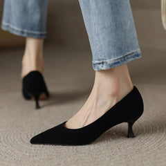 Hnewly 5cm Women Pumps Woven Pointed Toe Dress Shoes New Fashion Ladies Designer Shoes Bowtie Boat Shoes Plus
