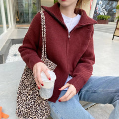 Hnewly Sweater Cardigan Women Spring New Solid Vintage All-match Elegant Zipper Loose Daily Soft Sweet Simple Casual Knitwear Chic Teen