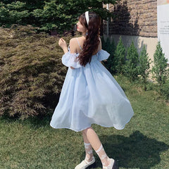 Hnewly DRESS TO IMPRESS Summer Vintage Yellow Strap Dress Women Sweet Off Shoulder Ruffle Fairy Dress Female Elegant Evening Party Ladies Dress New
