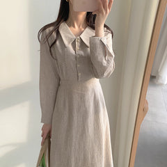 Hnewly New Autumn Woman Dress Girls Party Female Vintage Dress Plaid Buttons Long Sleeve Women Dresses Long Shirt Robe Vestido