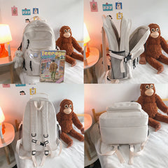 Hnewly Fashion Big Student Backpack NEW Badge Rucksack Girls School Bag High Capacity Women Backpack Female Cute Leisure Travel Mochila