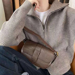 Hnewly Sweater Cardigan Women Spring New Solid Vintage All-match Elegant Zipper Loose Daily Soft Sweet Simple Casual Knitwear Chic Teen