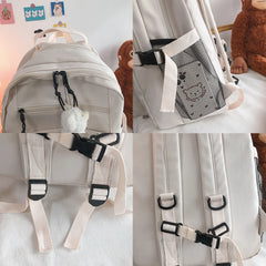 Hnewly Fashion Big Student Backpack NEW Badge Rucksack Girls School Bag High Capacity Women Backpack Female Cute Leisure Travel Mochila