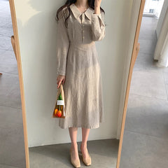 Hnewly New Autumn Woman Dress Girls Party Female Vintage Dress Plaid Buttons Long Sleeve Women Dresses Long Shirt Robe Vestido