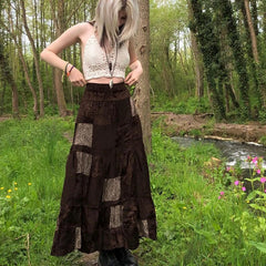 Hnewly y2k Grunge Skirt Women Fairycore Clothing Retro High Waist A Line Pleated Long Skirts Punk Gothic Skirts Streetwear