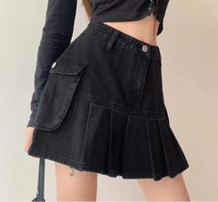Hnewly Skirts Women Folds Denim Mini Sexy Kawaii Streetwear Korean Style Chic Casual A-Line Vintage Fashionable Harajuku Sweet Girls