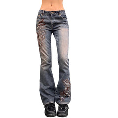 Hnewly Large Size Denim Trousers Women Trailing Straight Wide Leg Loose High Waisted Slim Lace Tassel Higher Pants