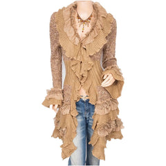 Hnewly Vintage Renaissance Coat Women Lace Jacket Victorian Steampunk Stand Collar Medieval Lace Up Dress Suit Countess Cardigan