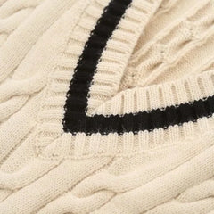 Hnewly Sweater Vest Women Sleeveless Knitting Simple College Preppy Harajuku All-match V-neck Retro Spring Fall Female Teens Lady Chic