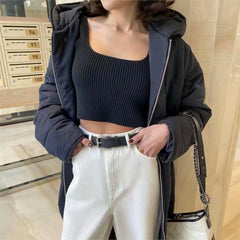 Hnewly Summer crop tops cute sexy sleeveless top women vintage cropped tank tops women ribbed tops korean fashion black white