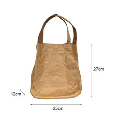 Hnewly Washed Kraft Paper Shoulder Bag Fashion Retro Pleated Messenger Bags Women's Tote Portable Bucket Handbag