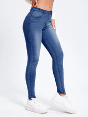 Hnewly Skinny Jeans For Women Stretchy High Waist Classic Denim Pant Slim Hip Lift Mom Jean Fashion Blue Wash Five Pockets Pencil Pant