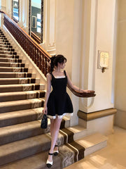 Hnewly Woman Sexy Backless Slim Y2k Mini Dress Sleeveless Fashion Birthday Party Dress Black Vintage One Piece Dress Korean Style