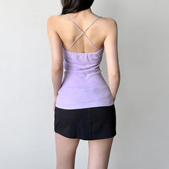 Hnewly Elegant Solid Folds Camis Vintage 2000s Skinny Strap Crop Tops Women Holiday Style Transparent Mesh Tees Ladies y2k Vest