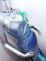 Hnewly Extended New Blue Ocean Legend Blue Polarized Green Flash Princess Dress Sexy Mermaid Dress