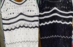 Hnewly Spring Summer New V-neck Knitted Hollow Strap Dress