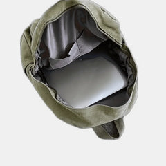 Hnewly Vintage Simple Backpacks Large Capacity Canvas Schoolbag Multiple Pockets Travel Backpacks Unisex