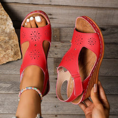 Lunivop Women's High Heel Sandals Large Size Slip-On Thick Bottom Fish Mouth Hollow out Roman Style Fashionable Sandals