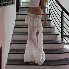 Hnewly Summer Perspective Sexy Lotus Leaf Edge Splicing Long Dress