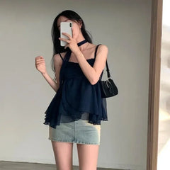 Hnewly summer inspo 2000s Aesthetic Sleeveless Solid Tops Hot Girls Korean Fashion Sweet Tank Top Summer Casual Basic Pure Color Camis Woman Chic