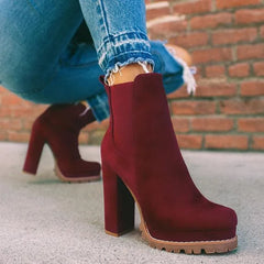 Hnewly Women Shoes Ankle Boots Woman Sexy High Heels Pattern Chunky Heel Shoes Ladies Female Open Toe Women's Sude Boots