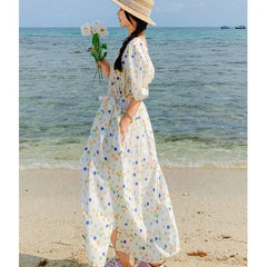 Hnewly Fashion Age-reducing Foreign Style Dress Vacation Design Sense Niche First Love Skirt French Temperament Polka Dot Long Dress