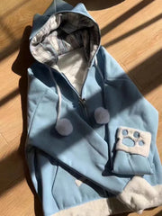 Hnewly Y2k Fashion Black Cat Plaid Patchwork Jackets Autumn New Thicked Warm Tops Mujer Y2k Loose Long Sleeve Zipper Tops Mujer