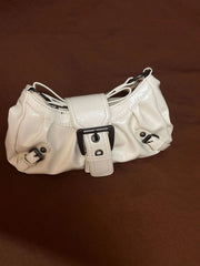 Hnewly Hot Girls White Shoulder Bags Women Versatile Leather Large Capacity Y2k Handbag Ladies Harajuku Aesthetic Underarm Bag Summer