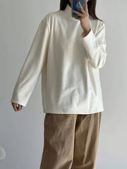 Hnewly Bottoming Shirt Women Velvet Autumn Winter Turtleneck Long-sleeved T-shirt Thickened Casual Inner Warm Top Office Lady's Loose