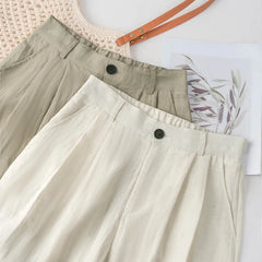 Hnewly Women's Linen Shorts Y2K, Single Button Zipper Fly Multi Pocket Mini Shorts, Home Leisure Commute Daily Summer Shorts
