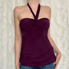 Hnewly Elegant Women Bandage Bow Tube Top Summer Casual Sleeveless Lace-up Halter Crop Tops Vintage 2000s Knitted Solid Vest y2k