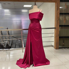 Hnewly Charming One-Shoulde Open Back Sequin Appliques Sleeveless Evening Dress Mermaid Floor Length Side Slit Women Prom Dress