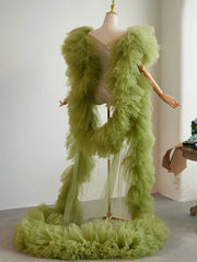 Hnewly Green Evening Gown Shawl High-end Handmade DIY Accessories Host Annual Meeting Accessories Photography Big Tail Fairy