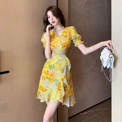 Hnewly Female Dress Beach Women's Dresses Short Sleeve Midi Cheap Casual Elegant Chic Curvy Vintage Pretty Y2k 2025 Fashion Youth Party