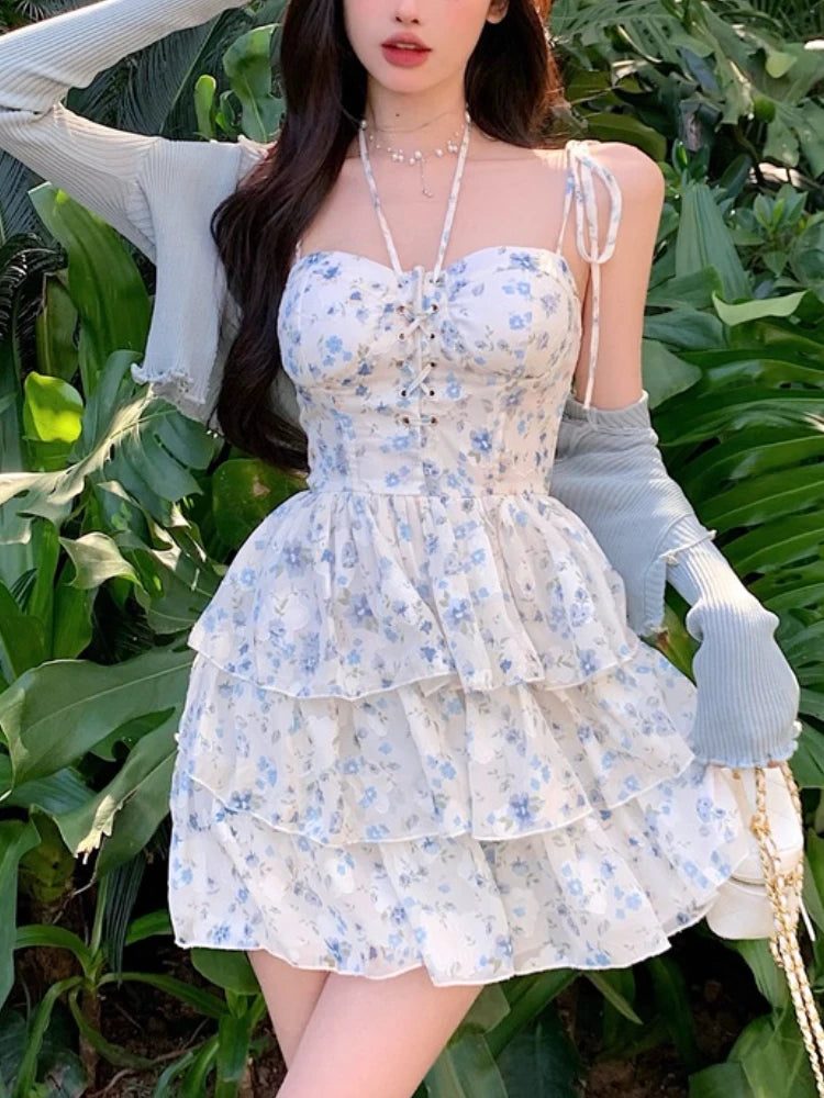 Floral Sexy Slip Dress Women Chic Elegant Casual Party Dresses Female Beach Korean Fashion Holiday Summer Dresses Trend New