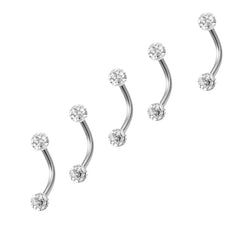 Hnewly 5pc Stainless Steel Rhinestone Ball Spiral Lip Ring Punk Style C-Type Lip Stud,for Women with Daily Party Wear Jewelry Gifts