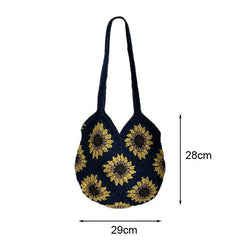 Hnewly Hand-knitted Aesthetic Crochet Shopping Bag Casual Handbag Crossbody Bags Leisure Holiday Beach Tote