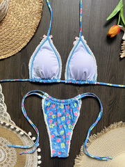 Hnewly Floral Printed Halter Bow Knotted Bikini Female Swimsuit Women Swimwear Two-pieces Bikini Set Bather Bathing Suit Swim Lady